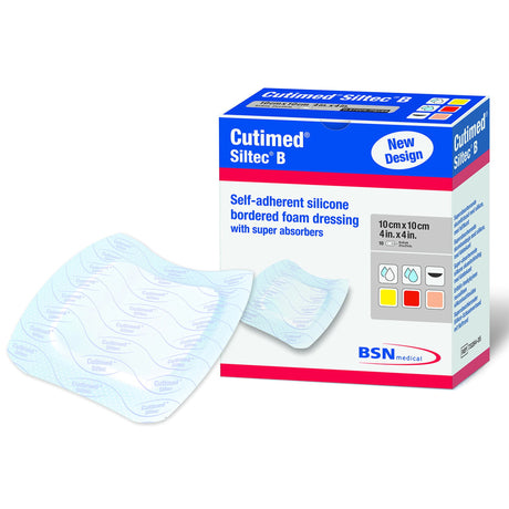 Foam Dressing Cutimed® Siltec B 6 X 6 Inch With Border Film Backing Silicone Face and Border Square Sterile - BeHope