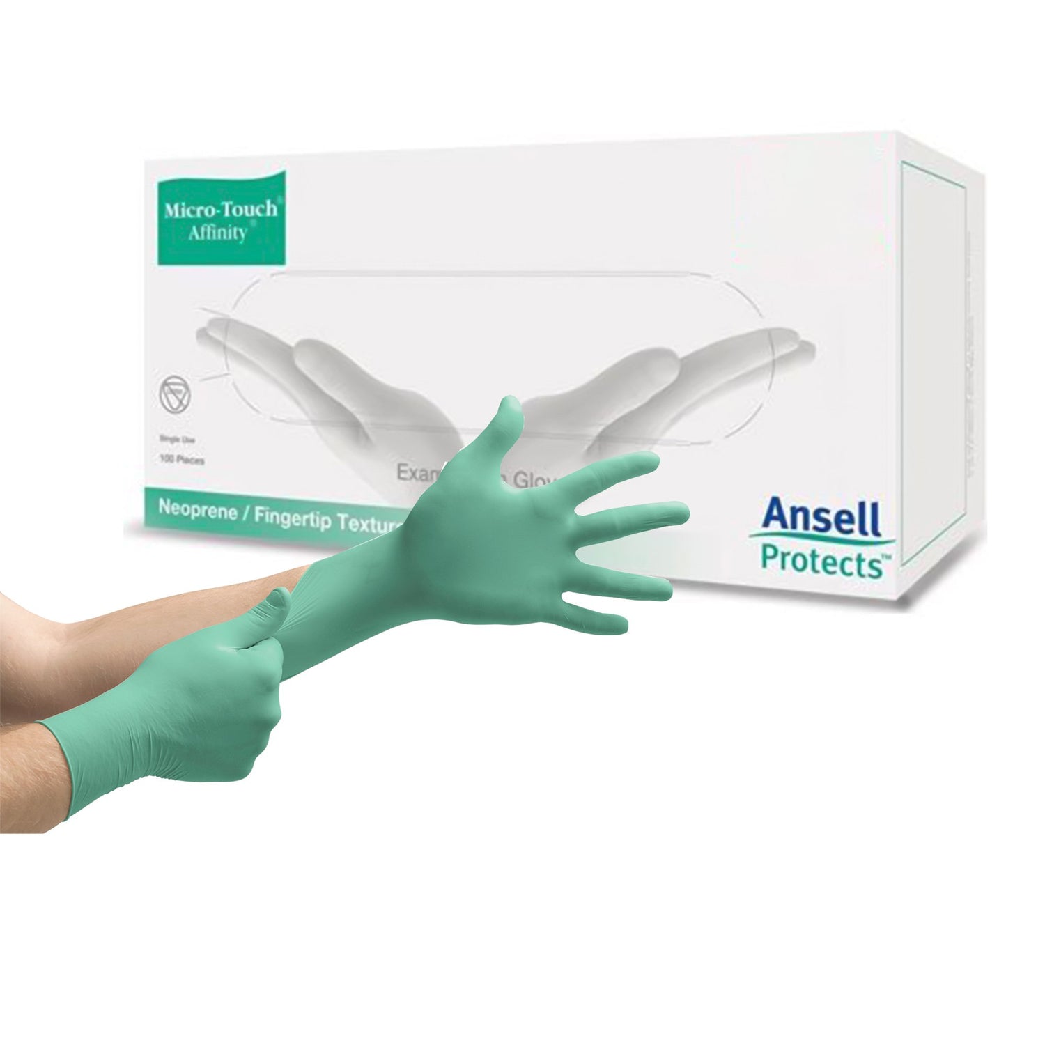 Exam Glove Micro-Touch® Affinity® Small NonSterile Polychloroprene Standard Cuff Length Textured Fingertips Green Chemo Tested - BeHope