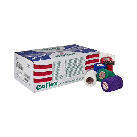 Cohesive Bandage CoFlex® 3 Inch X 5 Yard Self-Adherent Closure Teal / Blue / White / Purple / Red / Green NonSterile 14 lbs. Tensile Strength - BeHope