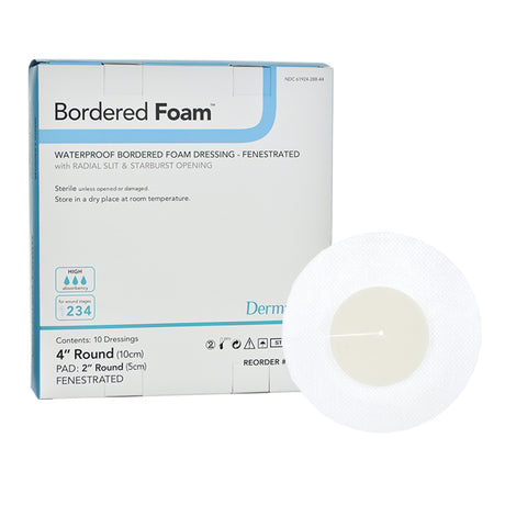 Foam Dressing BorderedFoam® 4 Inch Diameter With Border Waterproof Backing Nonacrylic Adhesive Fenestrated Round Sterile - BeHope