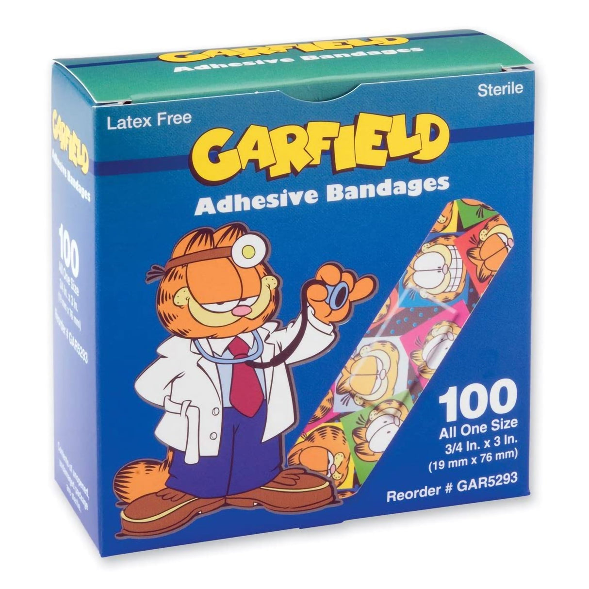 Adhesive Strip ASO Plastic Kid Design (Garfield) 3/4 X 3 Inch Sterile - BeHope
