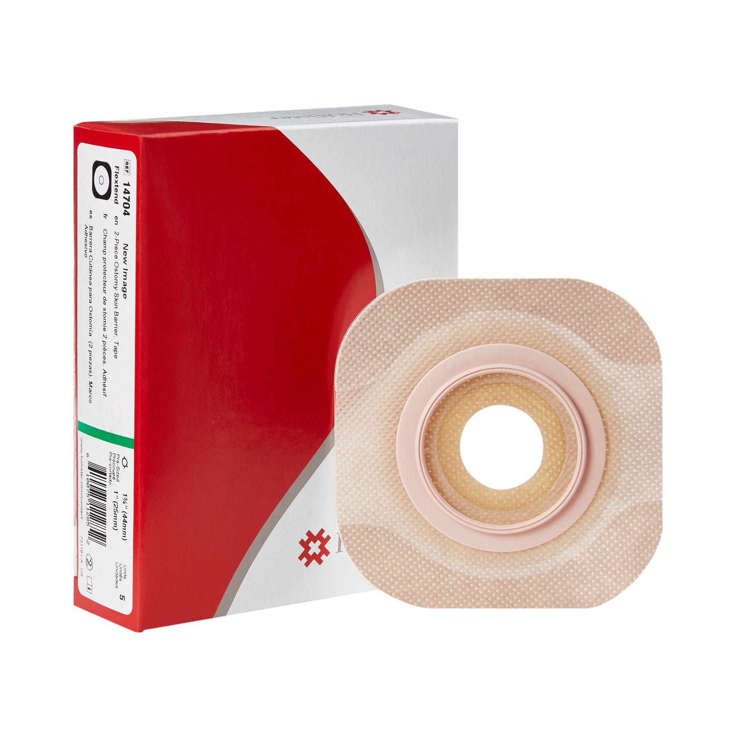 Ostomy Barrier New Image™ Flextend™ Precut, Extended Wear Adhesive Tape 44 mm Flange Green Code System Hydrocolloid 1 Inch Opening - BeHope