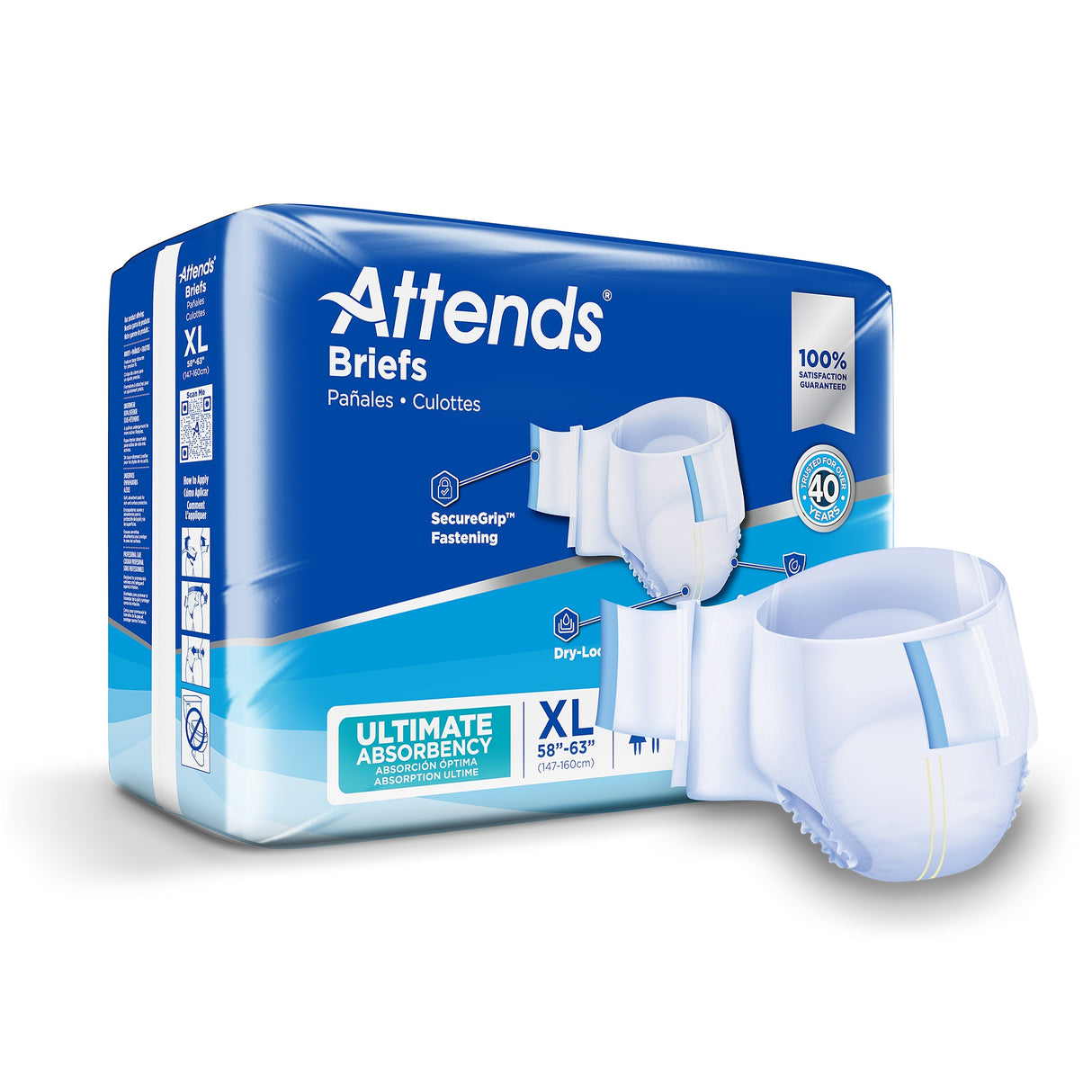 Unisex Adult Incontinence Brief Attends® Advanced X-Large Disposable Heavy Absorbency - BeHope