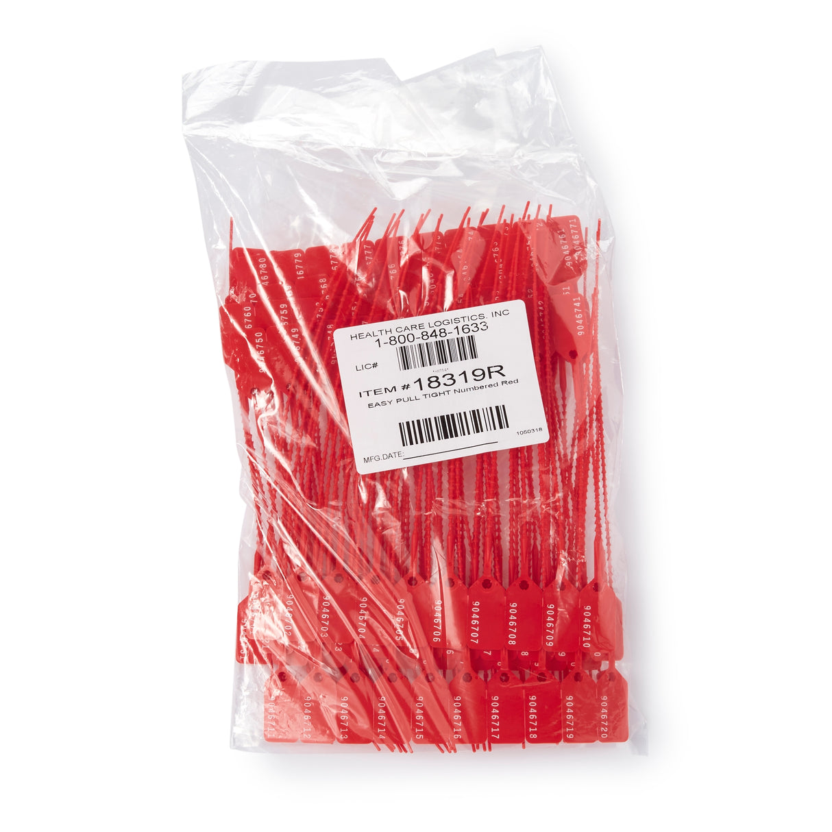 Easy Pull-Tight Seal Health Care Logistics Consecutively Numbered Red Polypropylene 8-7/8 Inch - BeHope