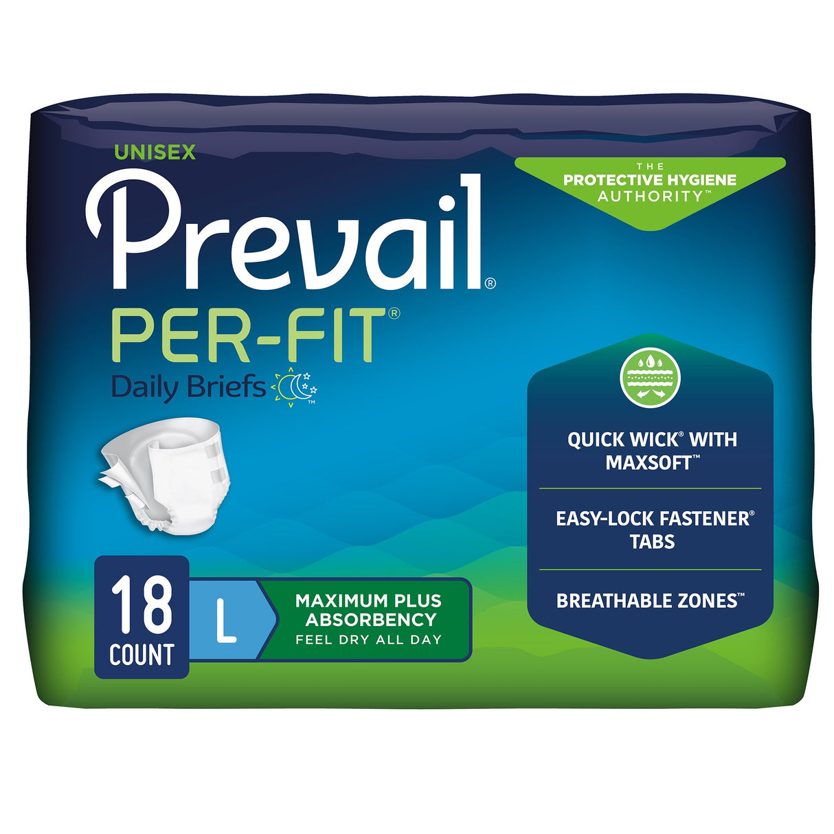 Unisex Adult Incontinence Brief Prevail® Per-Fit® Maximum Plus Large Disposable Heavy Absorbency - BeHope