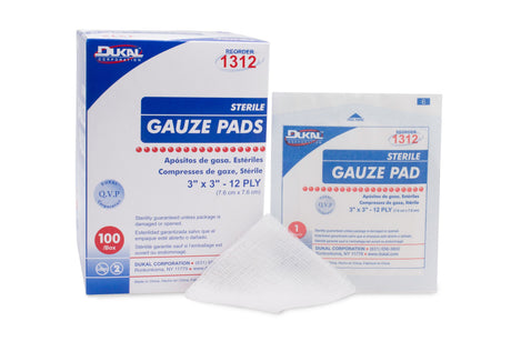 Gauze Sponge Dukal™ 3 X 3 Inch 12-Ply Sterile 1 per Pack - BeHope