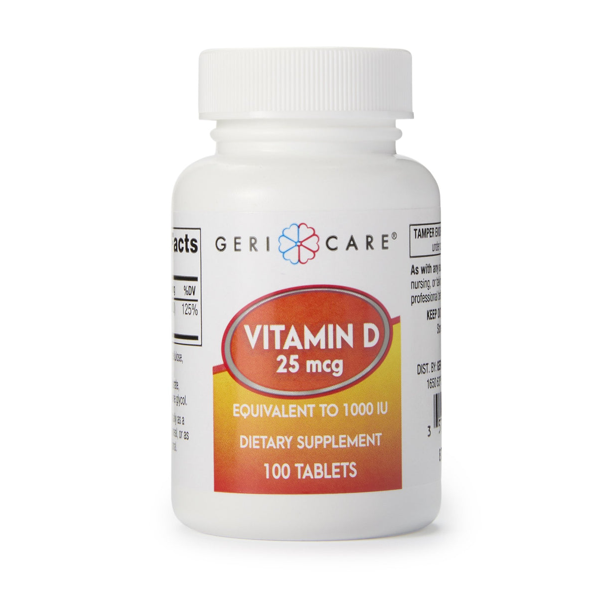 Vitamin Supplement Geri-Care® Vitamin D3 1,000 IU Strength Tablet 100 per Bottle - BeHope
