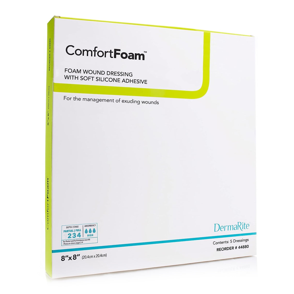 Foam Dressing ComfortFoam™ 8 X 8 Inch Without Border Film Backing Silicone Face Square Sterile - BeHope