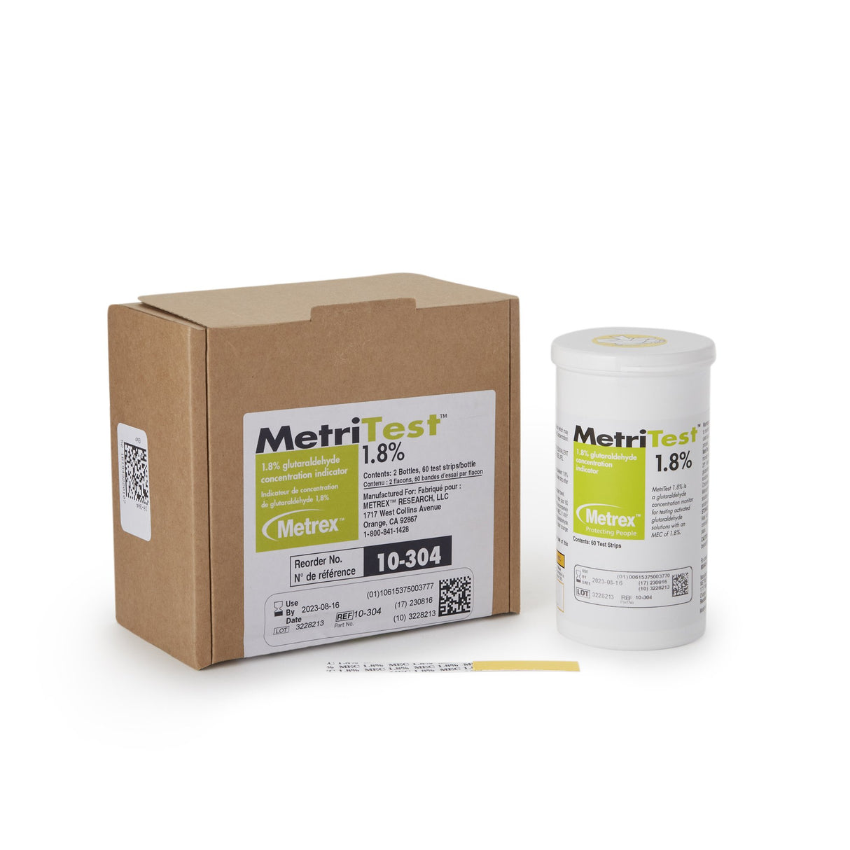 Glutaraldehyde Concentration Indicator MetriTest™ 1.8% Pad 60 Test Strips Bottle Single Use - BeHope