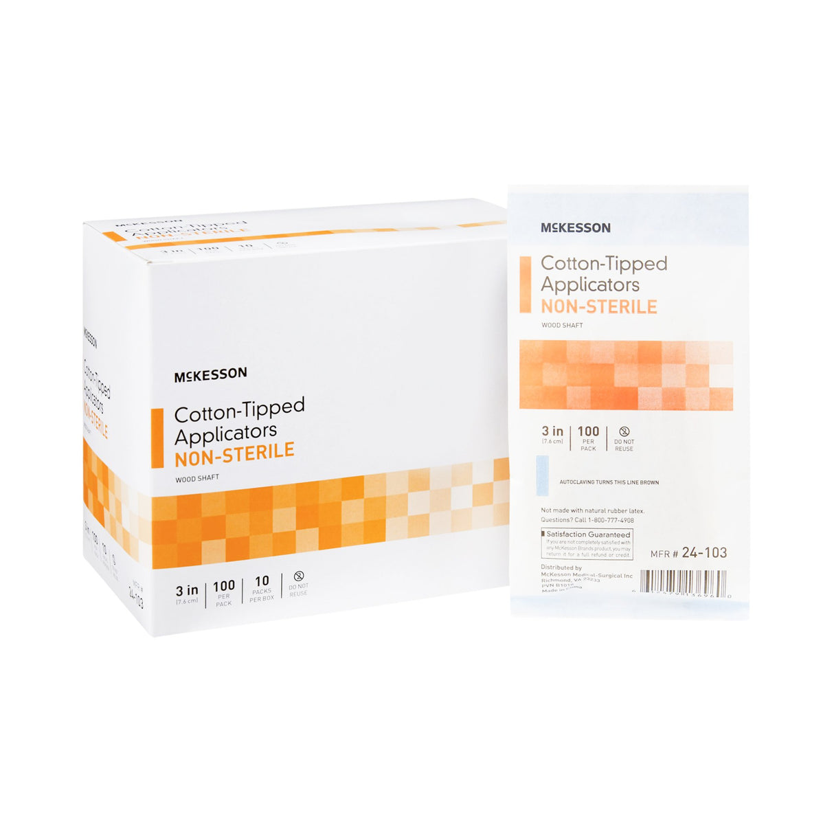 Swabstick McKesson Cotton Tip Wood Shaft 3 Inch NonSterile 100 per Pack - BeHope