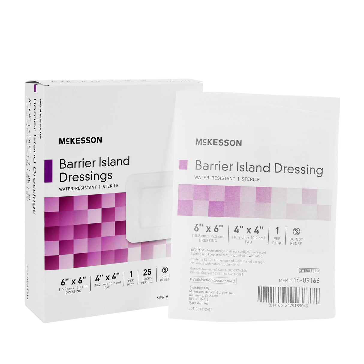 Barrier Island Composite Dressing McKesson 6 X 6 Inch Square Sterile Water Resistant Film Backing - BeHope