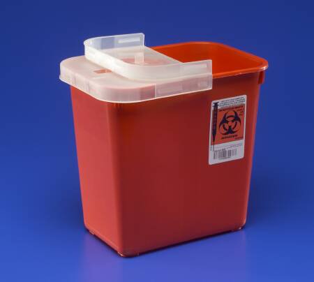 Sharps Container SharpSafety™ Red Base 10 H X 10-1/2 W X 7-1/4 D Inch Horizontal Entry 2 Gallon - BeHope