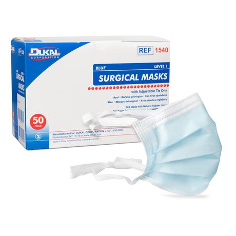 Surgical Mask Dukal® ASTM Level 1 Tie Closure One Size Fits Most - BeHope