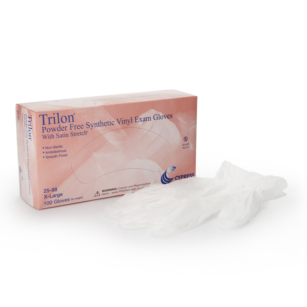 Exam Glove Trilon® X-Large NonSterile Vinyl Standard Cuff Length Smooth Clear Not Rated WITH PROP. 65 WARNING - BeHope