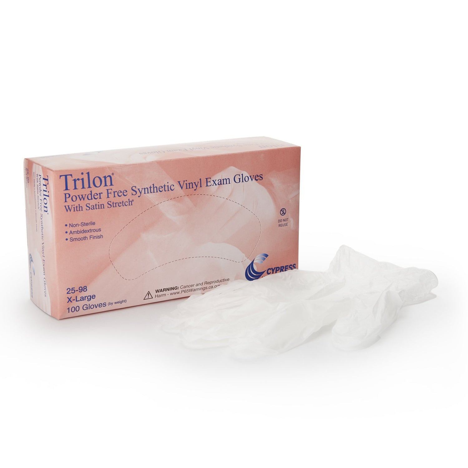 Exam Glove Trilon® X-Large NonSterile Vinyl Standard Cuff Length Smooth Clear Not Rated WITH PROP. 65 WARNING - BeHope