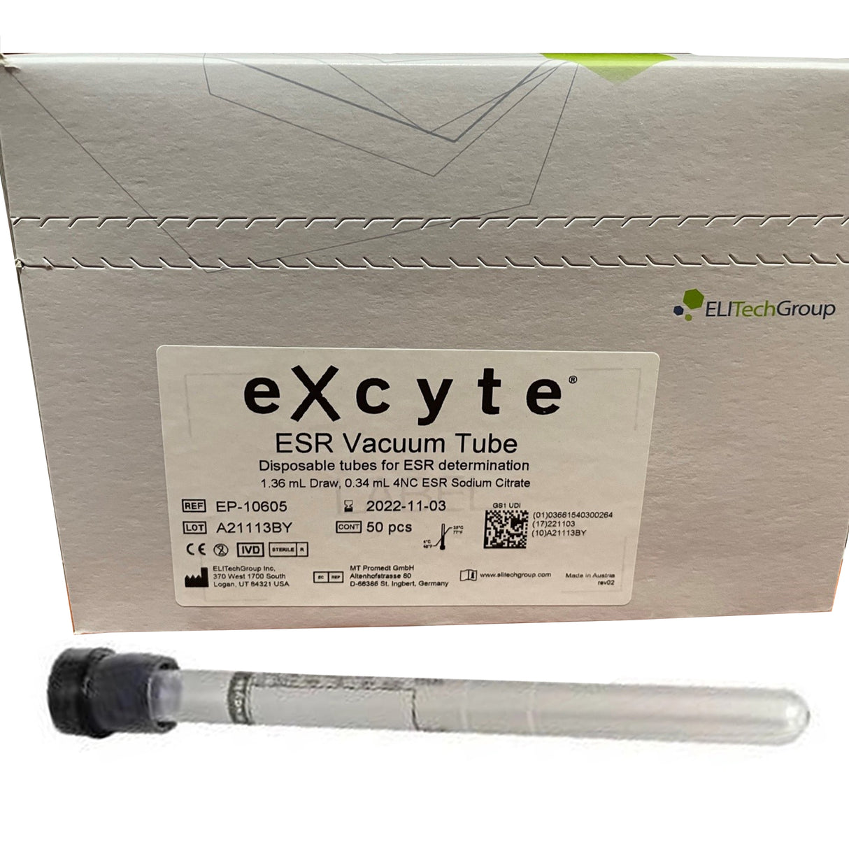 Excyte® Vacuum Tube Venous Blood Collection Tube Sodium Citrate Additive 1.36 mL Conventional Closure Plastic Tube - BeHope