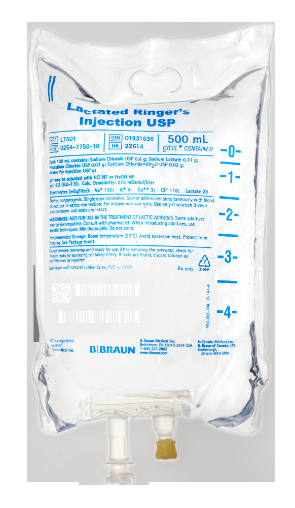 Injection de Ringer lactate de Braun USP