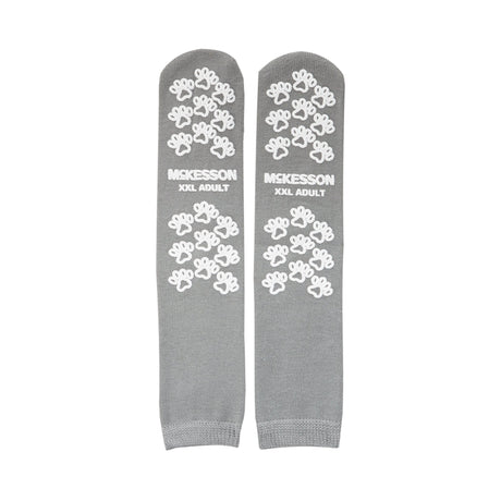 Slipper Socks McKesson Terries™ Unisex Adult 2X-Large Double Tread Single Patient Use Gray - BeHope