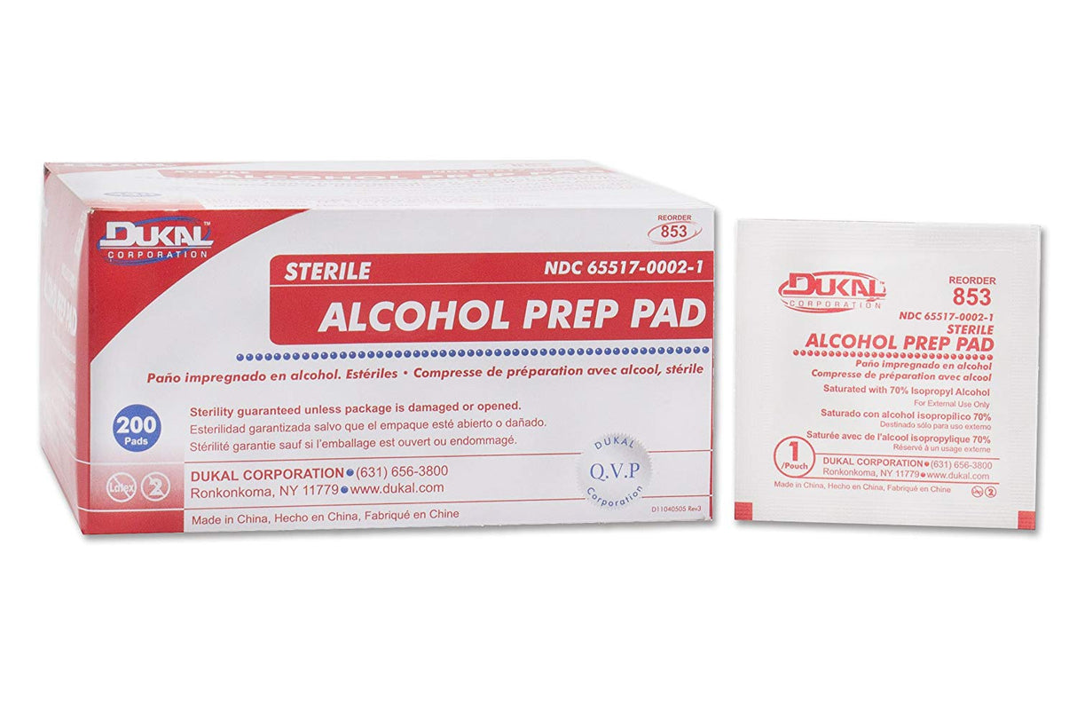 Alcohol Prep Pad Dukal® 70% Strength Isopropyl Alcohol Individual Packet Medium Sterile - BeHope