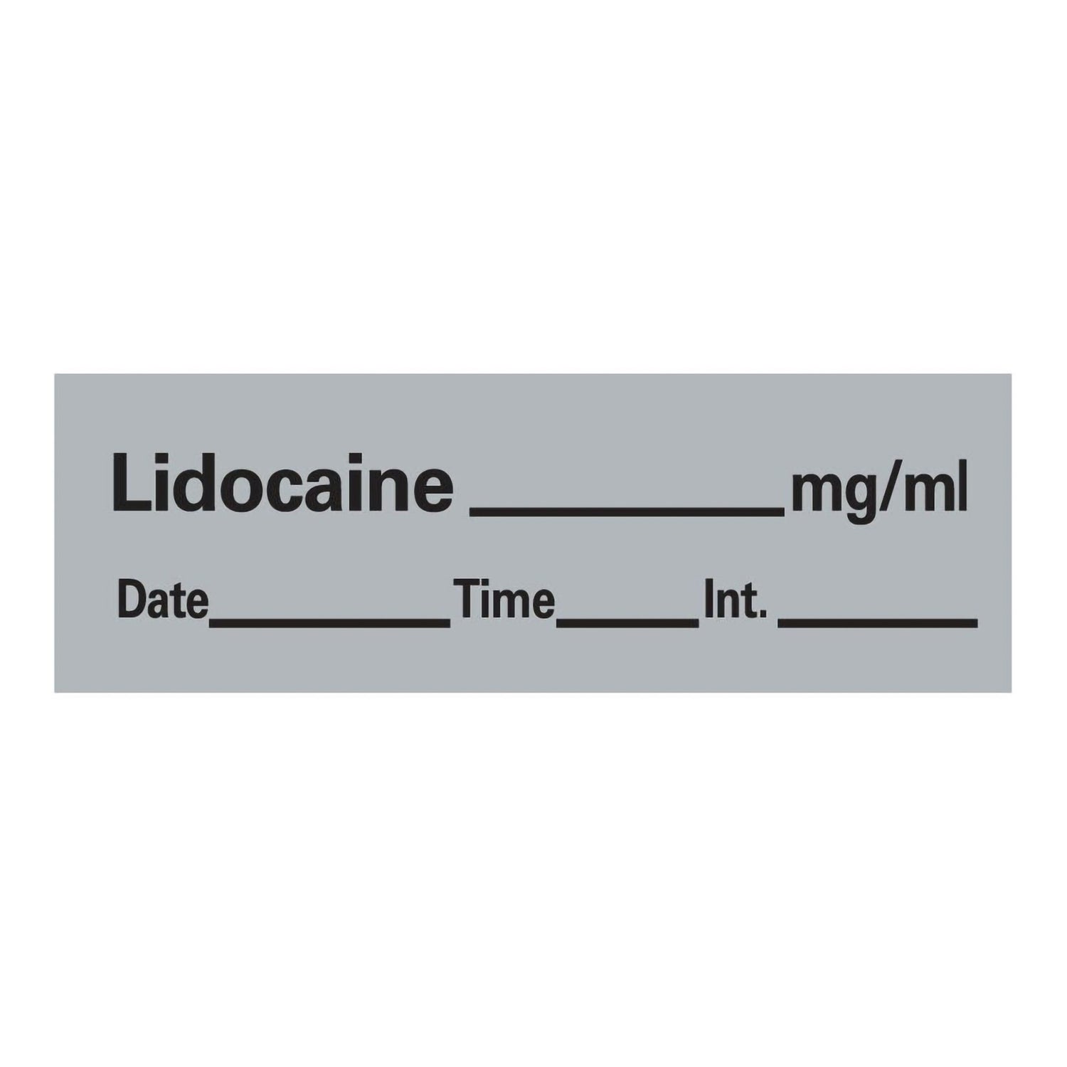 Drug Label Timemed Anesthesia Label Tape Lidocaine_mg/mL Date_Time_Int Gray 1/2 X 1-1/2 Inch - BeHope
