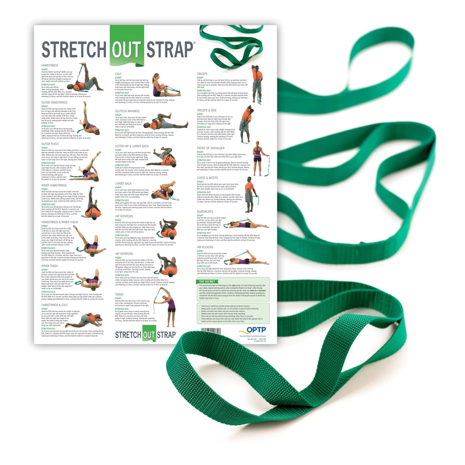 Stretch Assist Strap With Poster Stretch-Out® 6 Foot Length Green - BeHope