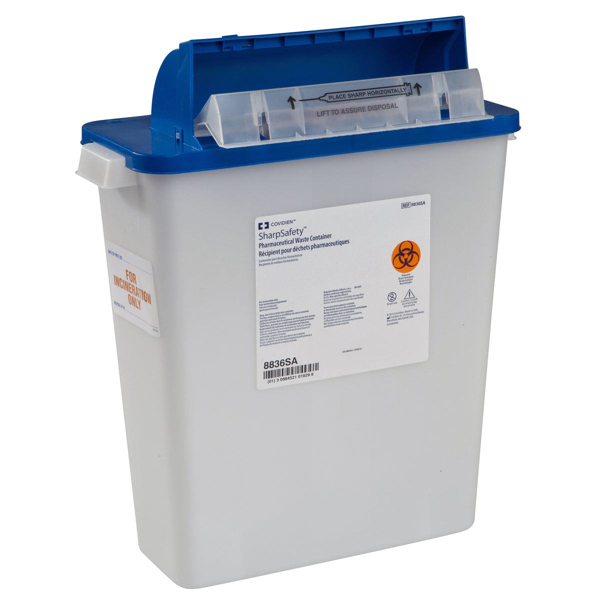 Pharmaceutical Waste Container PharmaSafety™ White Base 16-1/2 H X 13-3/4 W X 6 D Inch Horizontal Entry 3 Gallon - BeHope