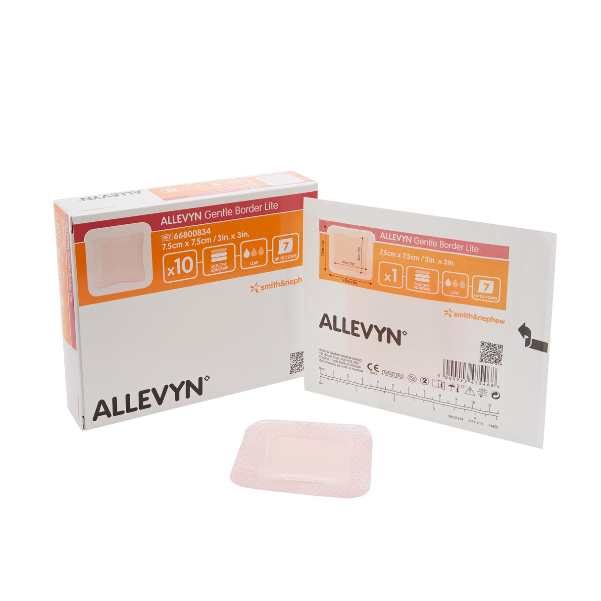 Thin Foam Dressing Allevyn Gentle Border Lite 3 X 3 Inch With Border Film Backing Silicone Gel Adhesive Square Sterile - BeHope
