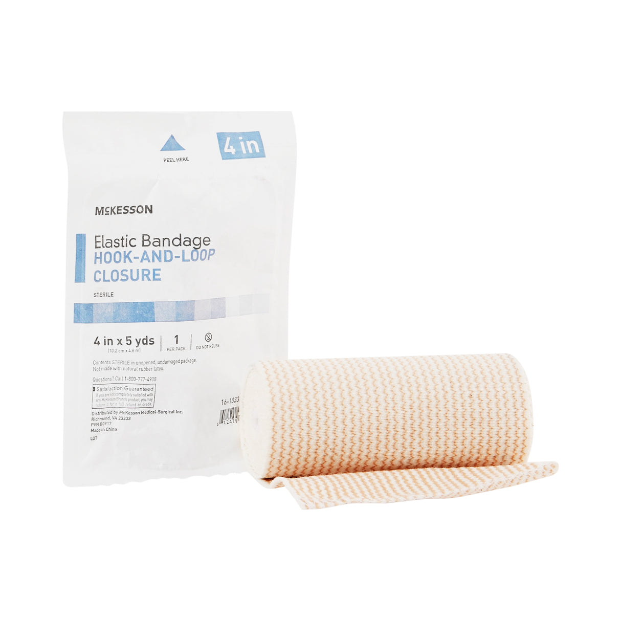 Elastic Bandage McKesson 4 Inch X 5 Yard Single Hook and Loop Closure Tan Sterile Standard Compression - BeHope