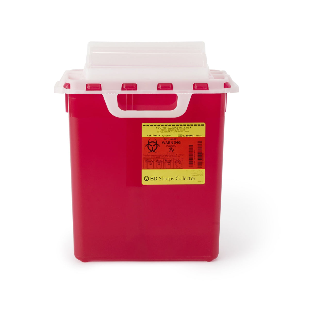 Sharps Container BD™ Red Base 16-3/5 H X 10-7/10 W X 6 D Inch Horizontal Entry 3 Gallon - BeHope