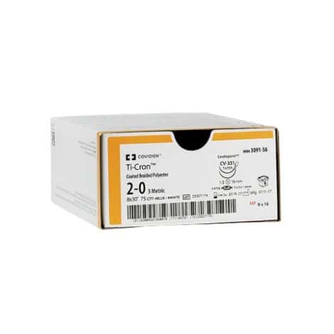 Nonabsorbable Suture With Needle Ti-cron™ Polyester Cv-331 1/2 Circle Taper Point Needle Size 2-0 Braided - Behope