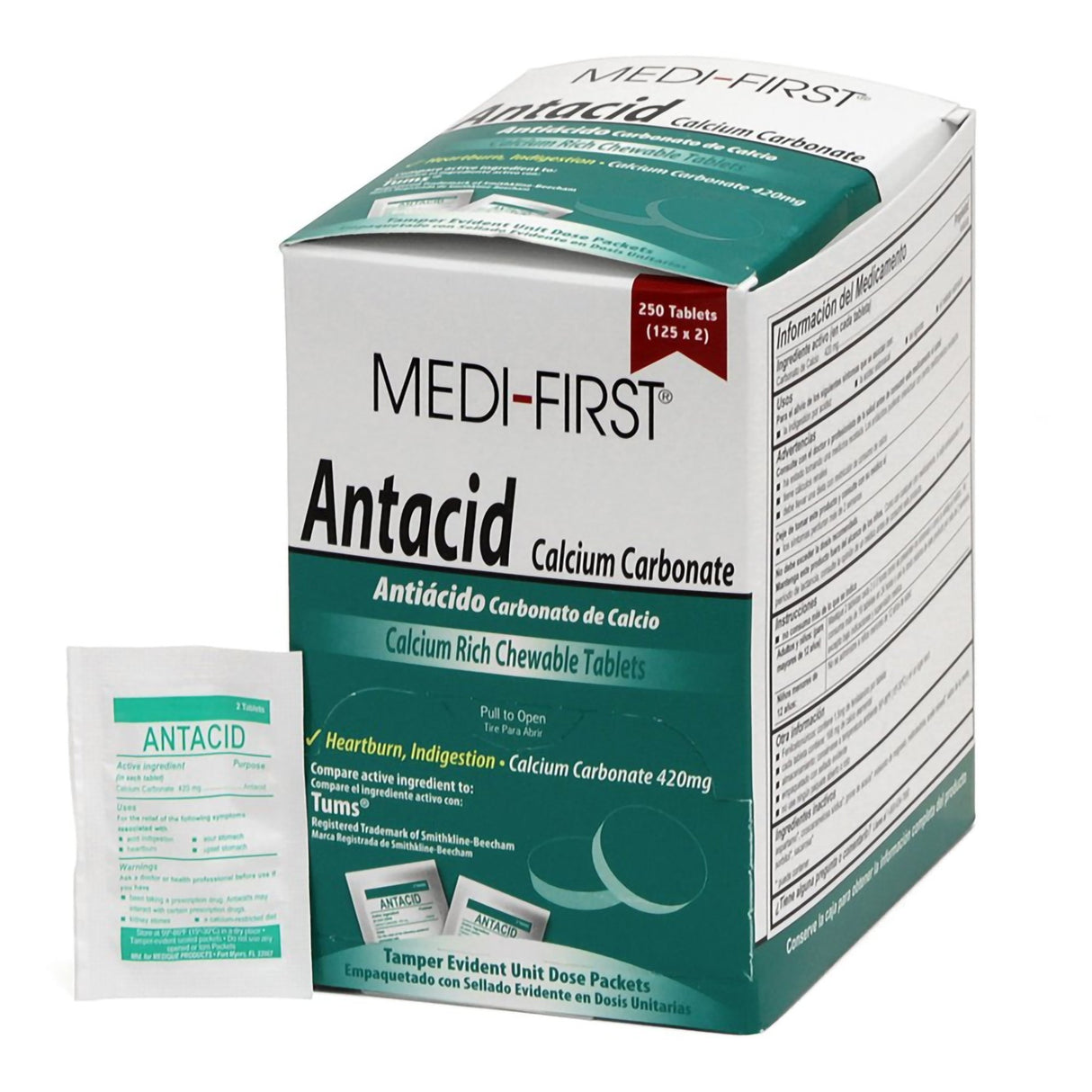 Antacid Medi-First® 420 mg Strength Tablet 2 per Pack - BeHope