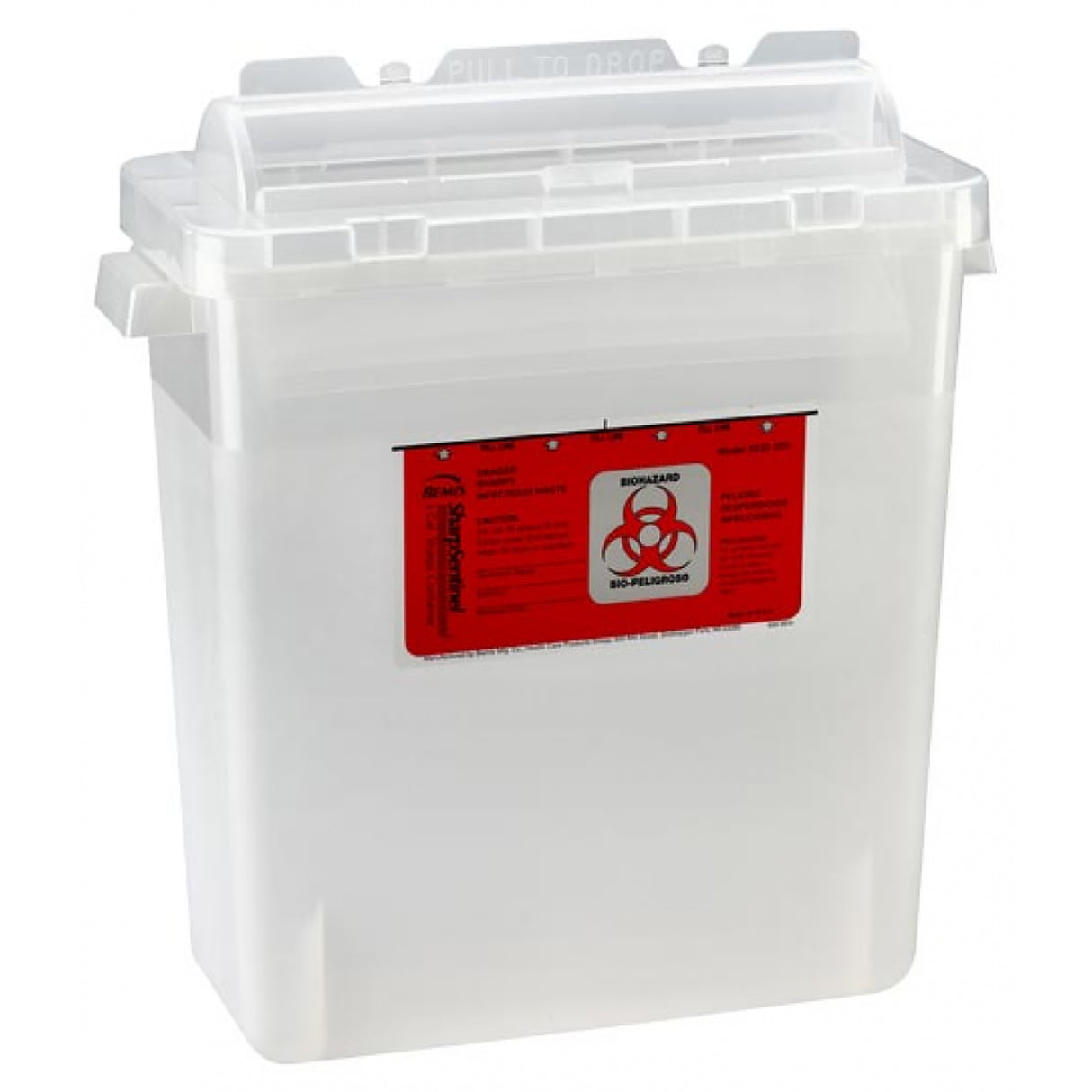 Sharps Container Bemis™ Sentinel Translucent Base 15 H X 13-7/8 L X 6-7/8 W Inch Horizontal Entry 3 Gallon - BeHope