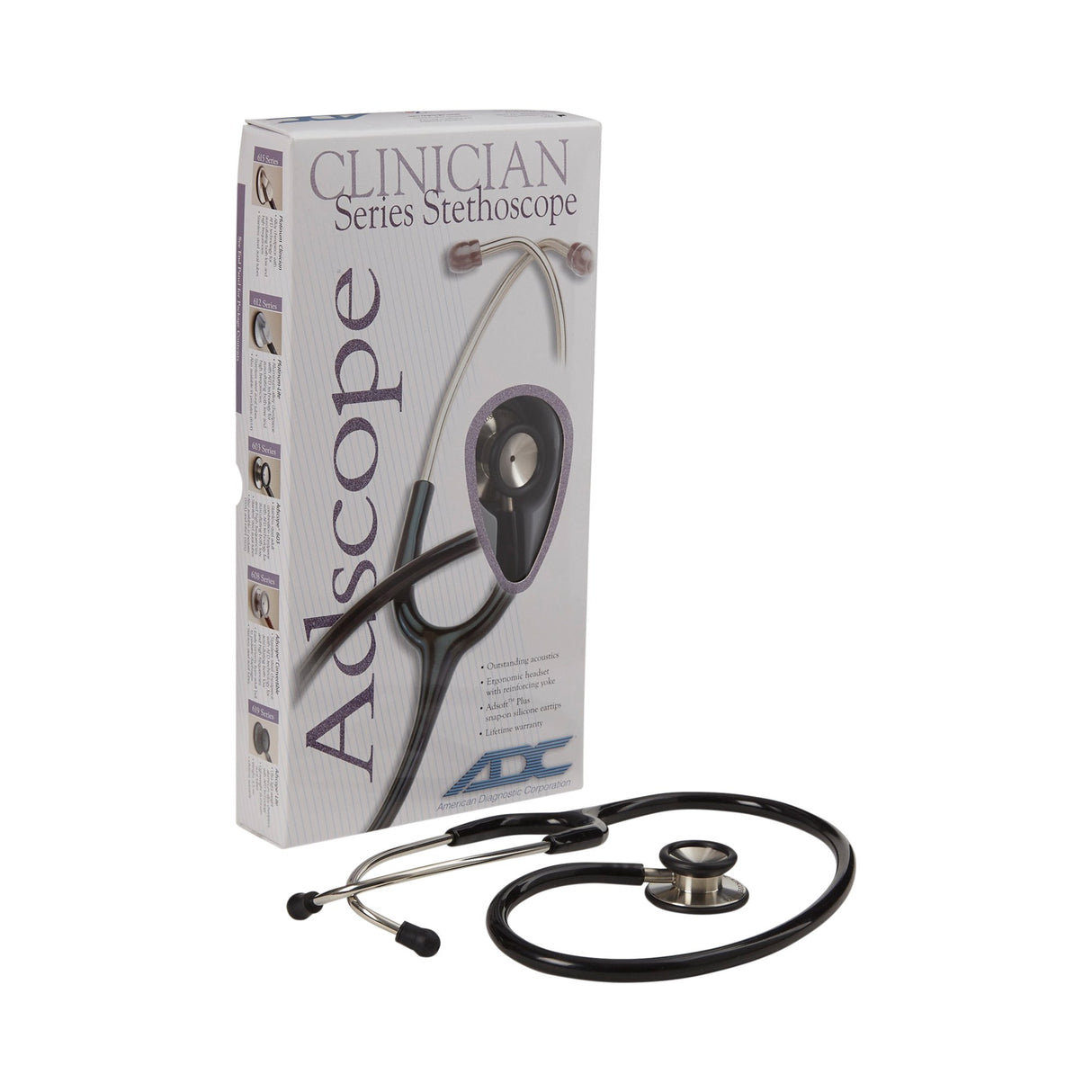 Clinician Stethoscope Adscope® 603 Black 1-Tube 22 Inch Tube Double Sided Chestpiece - BeHope