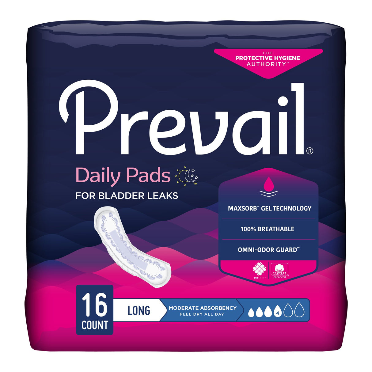 Bladder Control Pad Prevail® Daily Pads 11 Inch Length Moderate Absorbency Polymer Core One Size Fits Most - BeHope