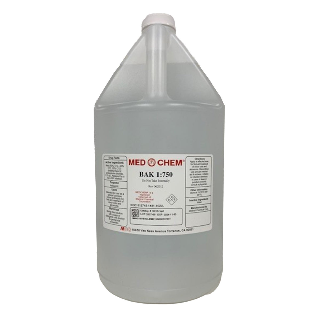 Antiseptic BZK (Benzalkonium Chloride) BAK 1:750 Topical Liquid 1 gal. Bottle - BeHope