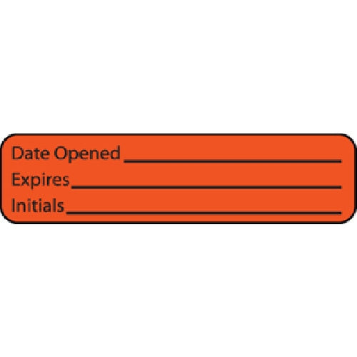 Pre-Printed / Write On Label MedVision® Auxiliary Label Orange Paper DATE OPENED____/EXPIRE___/Initials Black Quality Control Label 5/16 X 1-1/4 Inch - BeHope