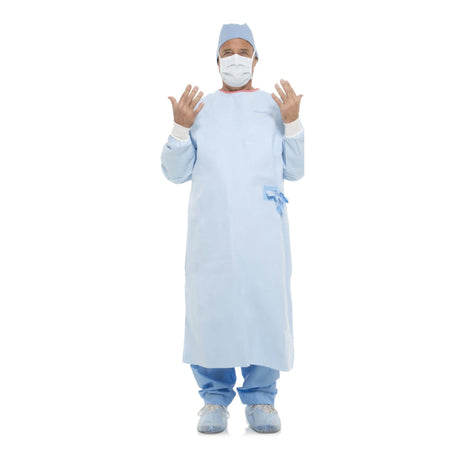 Non-Reinforced Surgical Gown with Towel Evolution 4 X-Large Blue Sterile AAMI Level 4 Disposable - BeHope