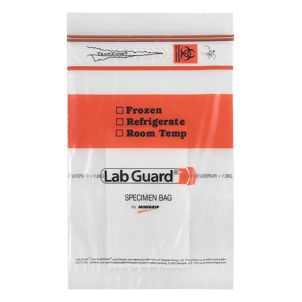 Specimen Transport Bag with Document Pouch and Absorbent Pad Lab Guard® Double Zipper 6 X 9 Inch Zip Closure Biohazard Symbol / Storage Instructions NonSterile - BeHope