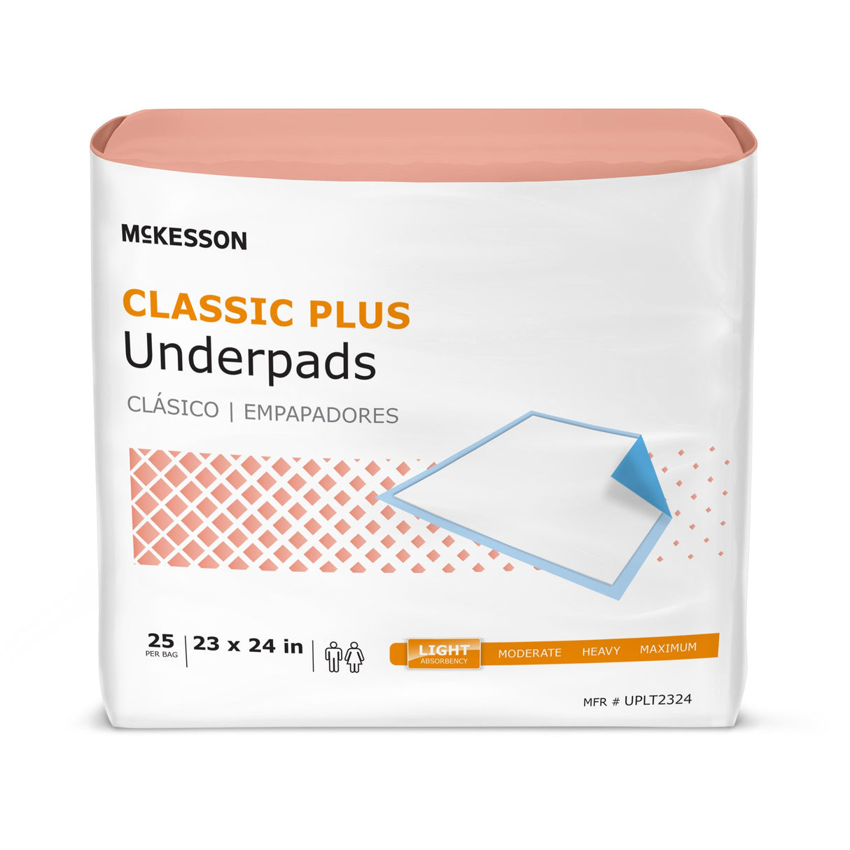 Disposable Underpad McKesson Classic Plus 23 X 24 Inch Fluff / Polymer Light Absorbency - BeHope