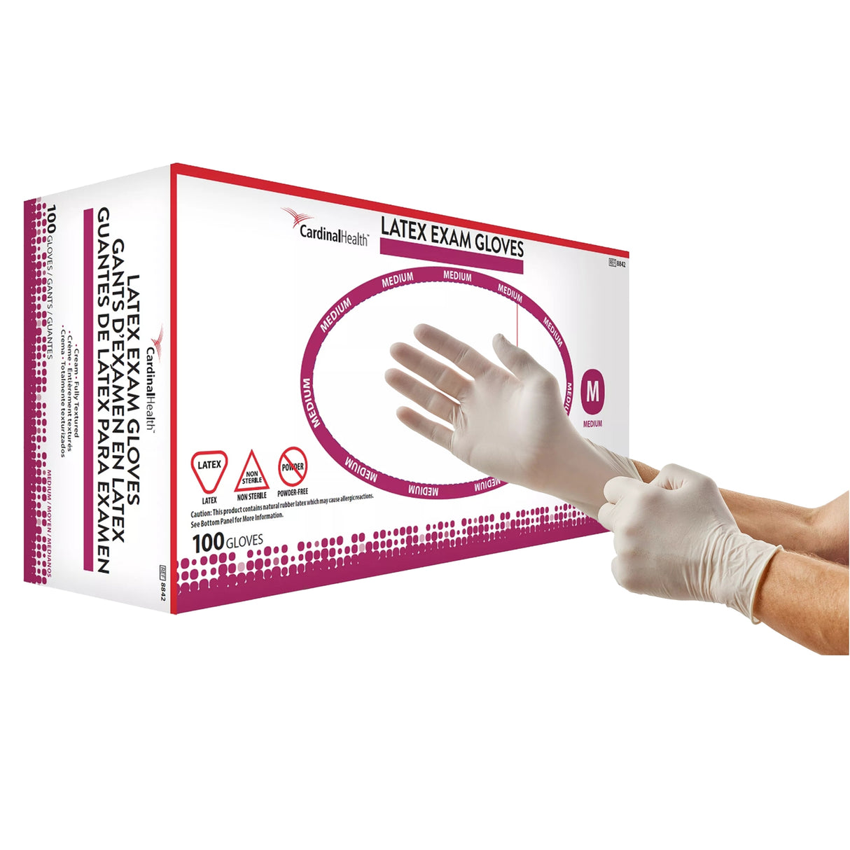 Exam Glove Positive Touch® Medium NonSterile Latex Standard Cuff Length Fully Textured Ivory Not Rated - BeHope