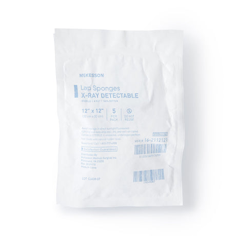 Surgical Laparotomy Sponge McKesson X-Ray Detectable Cotton 12 X 12 Inch 5 Count Soft Pack Sterile - BeHope
