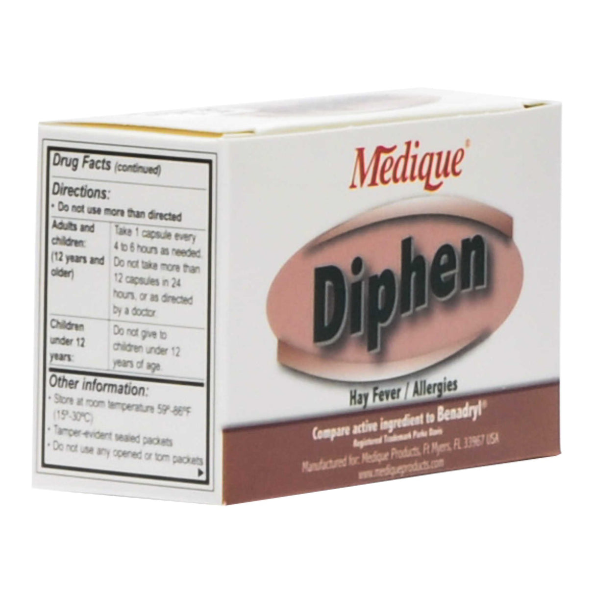 Allergy Relief Diphen 25 mg Strength Caplet 24 per Box - BeHope