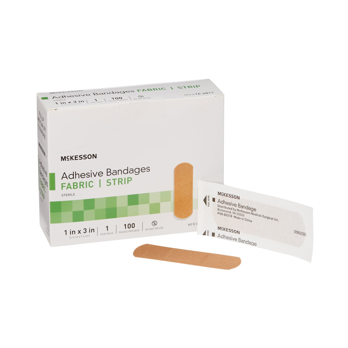 Adhesive Strip McKesson Fabric Tan 1 X 3 Inch Sterile - BeHope
