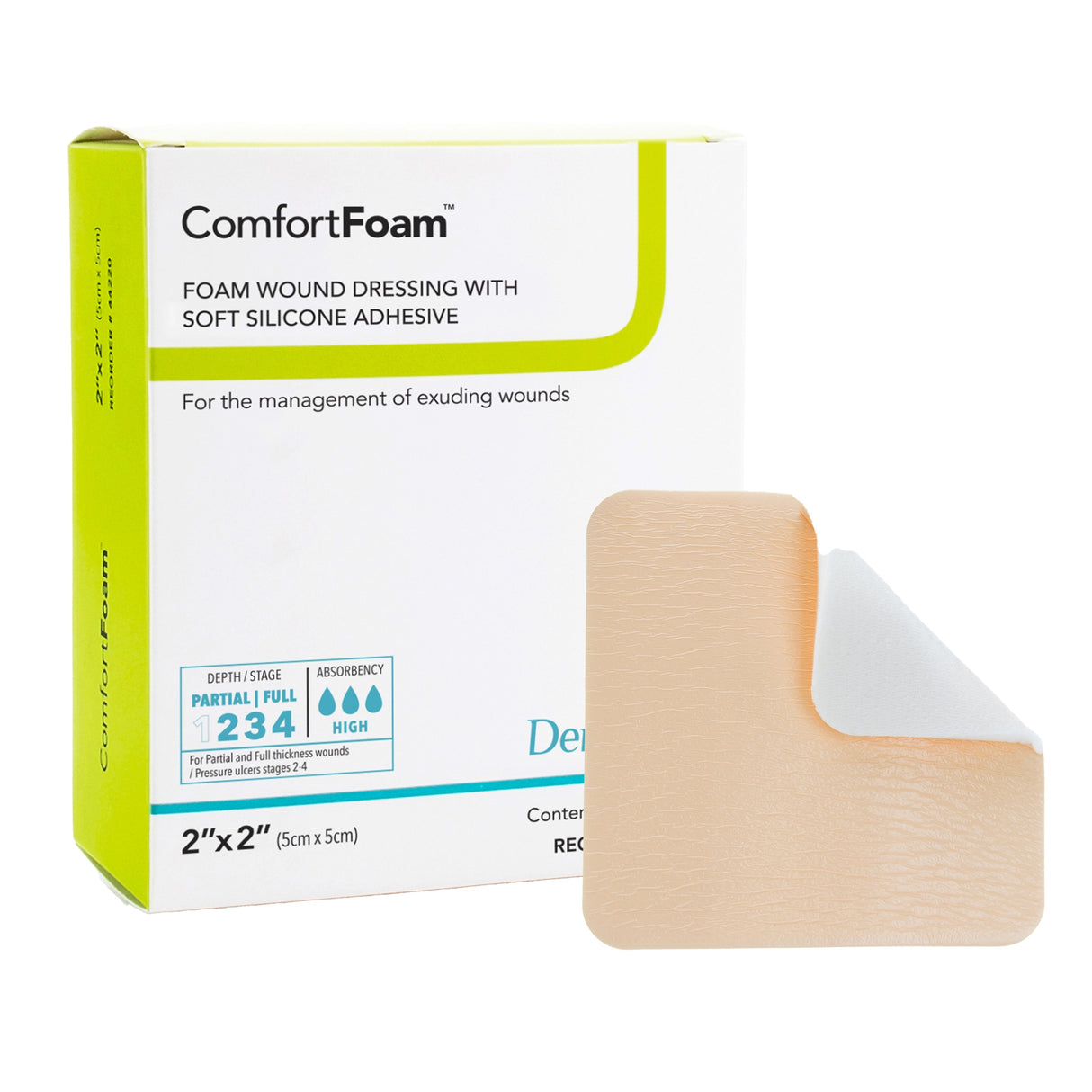 Foam Dressing ComfortFoam™ 2 X 2 Inch Without Border Film Backing Silicone Face Square Sterile - BeHope