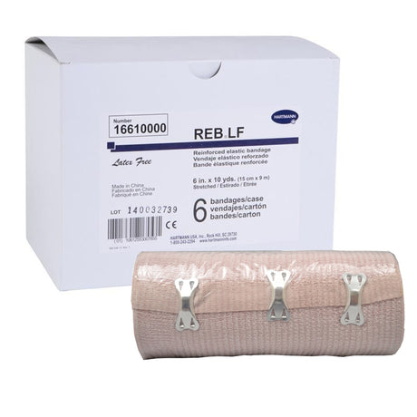 Elastic Bandage REB® 6 Inch X 10 Yard Double Length Clip Detached Closure Tan NonSterile Standard Compression - BeHope