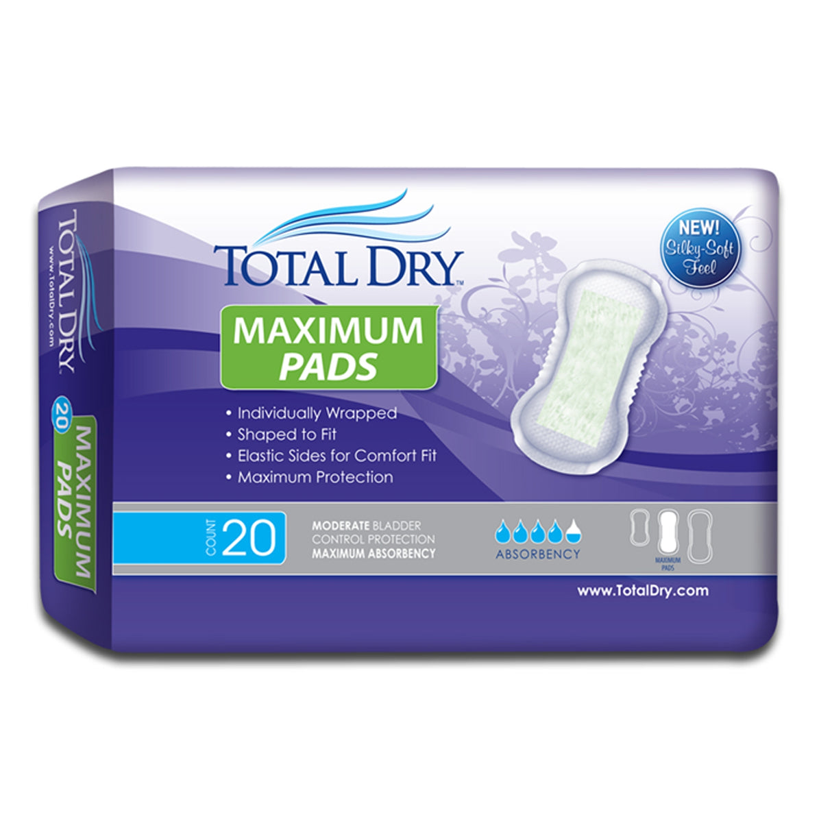 Bladder Control Pad TotalDry™ 13-3/4 Inch Length Moderate Absorbency Polymer Core Regular - BeHope