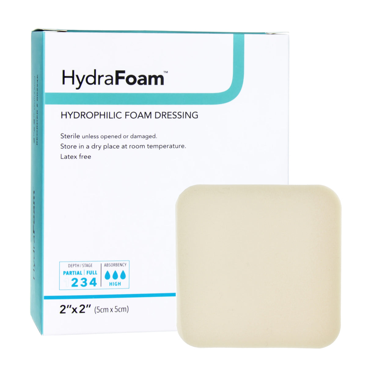 Foam Dressing HydraFoam™ 2 X 2 Inch Without Border Waterproof Backing Nonadhesive Square Sterile - BeHope