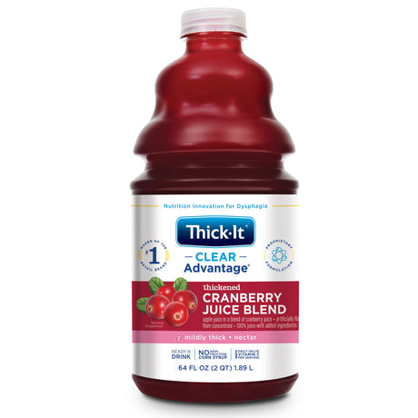 Thickened Beverage Thick-It® Clear Advantage® 64 oz. Bottle Cranberry Flavor Liquid IDDSI Level 2 Mildly Thick - BeHope