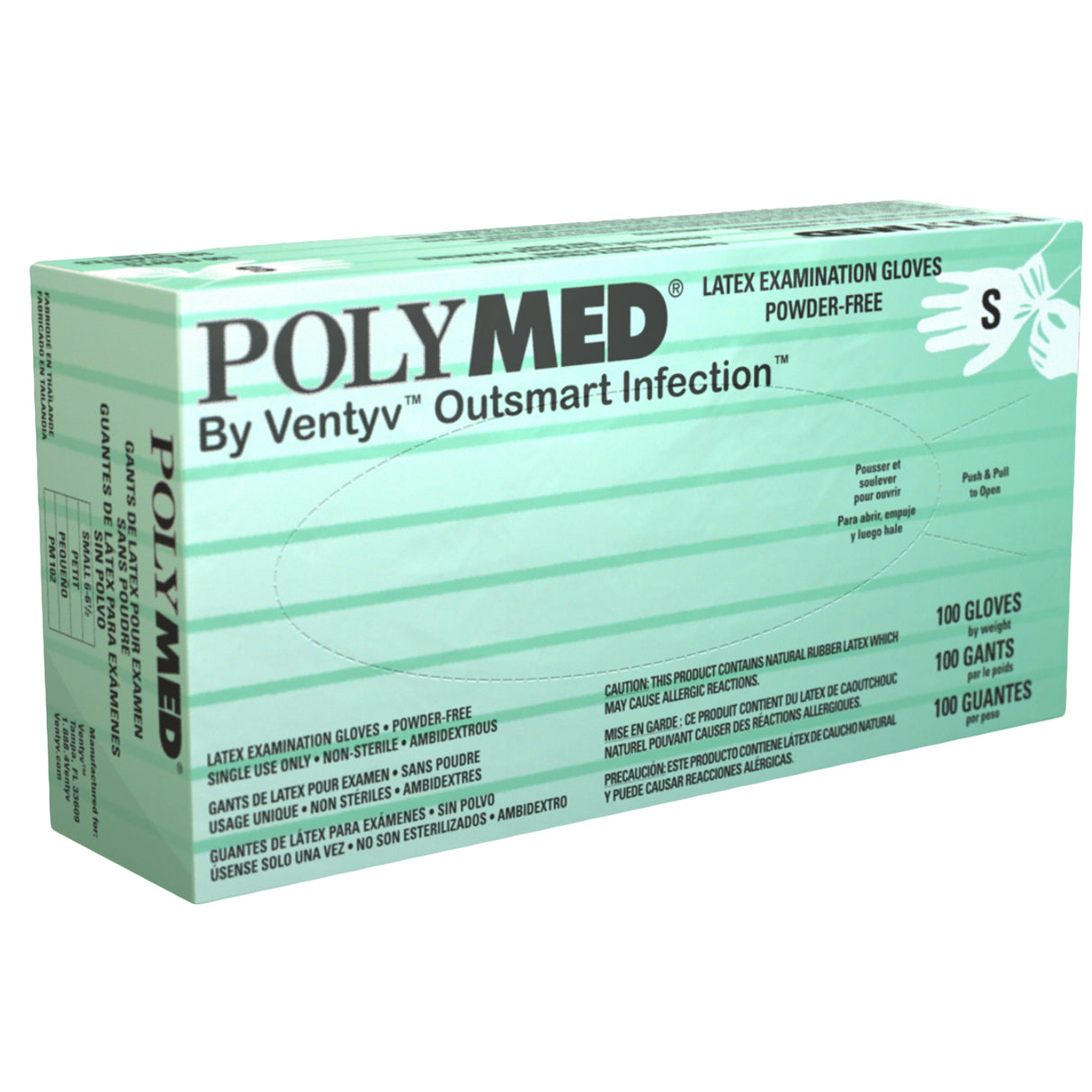 Exam Glove Polymed® Small NonSterile Latex Standard Cuff Length Fully Textured Ivory Not Rated - BeHope
