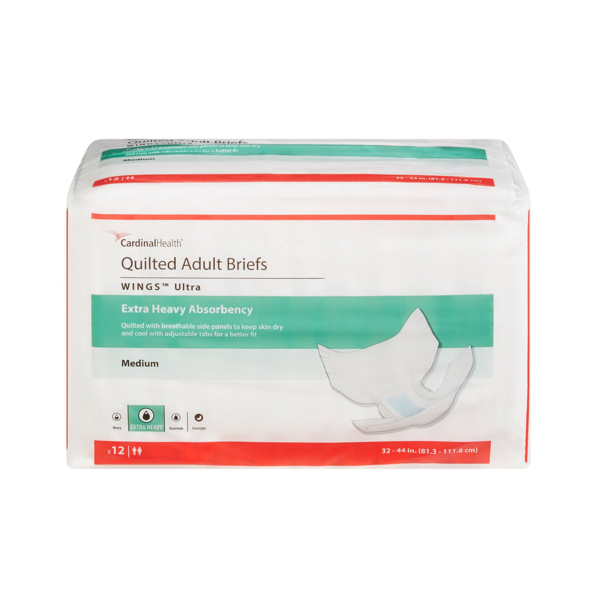 Unisex Adult Incontinence Brief Wings™ Ultra Medium Disposable Heavy Absorbency - BeHope